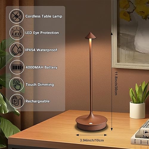 Vista 31 de Cordless Table Lamp Rechargeable LED Table Lamps Battery Operated 4000mAh Touch Dimmable Wireless Lamp Waterproof Portable Outdoor Table Light for