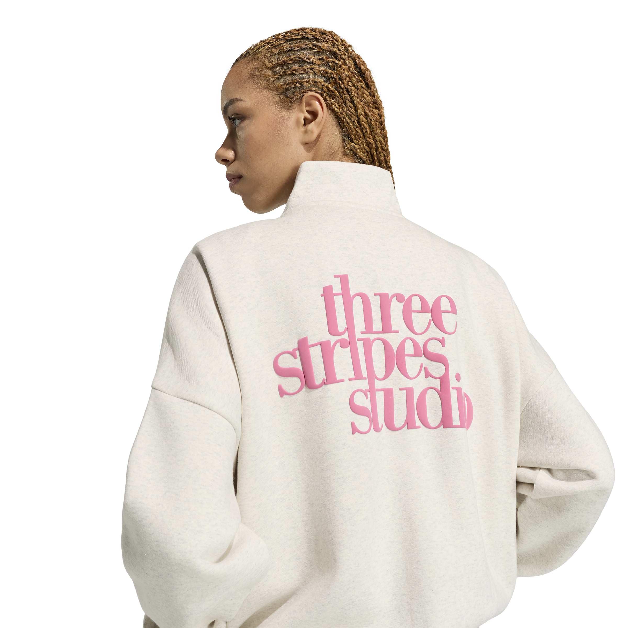 adidas Kobiety 3 Stripes Studio Tracktop Sweatshirt, chalk white mel., M