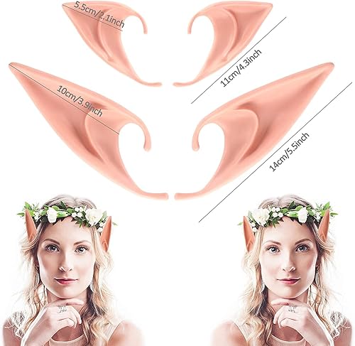 Miniatura 2 de Dientes de vampiro Colmillos Orejas de elfo para disfraz de cosplay, accesorios de fiesta de Halloween, Rosado