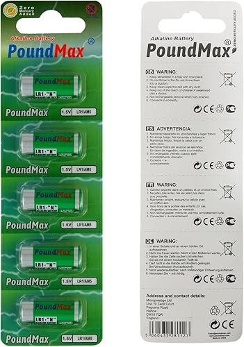 5 pilas alcalinas PoundMax 910A LR1 N tipo MN9100 de 1.5 V 5 pilas alcalinas PoundMax 910A LR1 N tipo MN9100 de 1.5 V