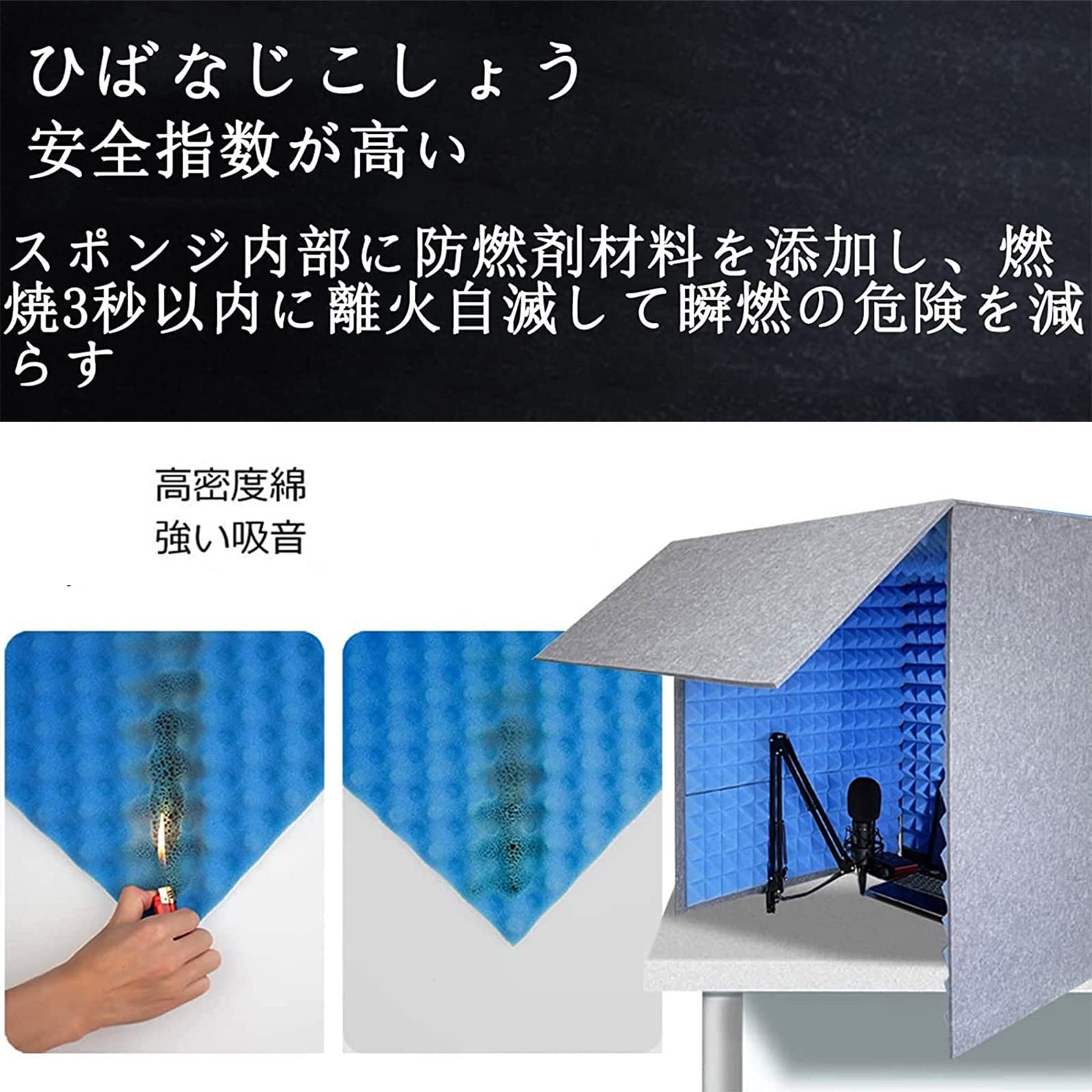 Amazon.co.jp: 折り畳み式 防音ボックス、1人用 簡易防音室 卓上 吸音