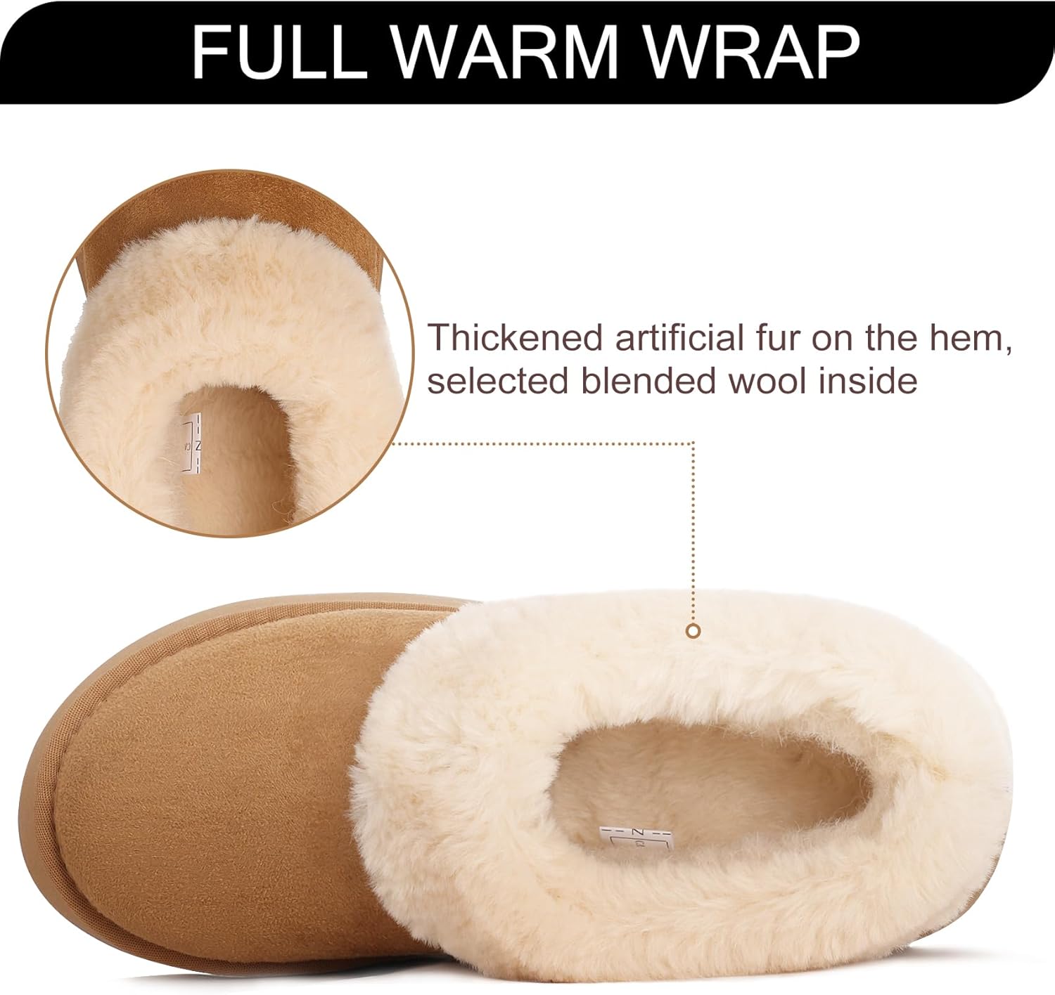 Double Couple Suede Leather Ankle Boots for Women Platform Slippers Fur Lined Short Boots Anti-Slip Mini Platform Boots Chestnut Snow Boots