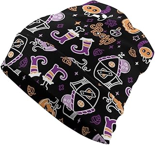 Halloweens Print Unisex Knit Dome Cap Beanie for Men Women Cozy Skull Cap Fit