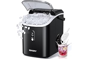 EUHOMY SupremeSonic Portable Ice Maker Countertop Nugget Ice Maker with Handle and Removable Top Cover
