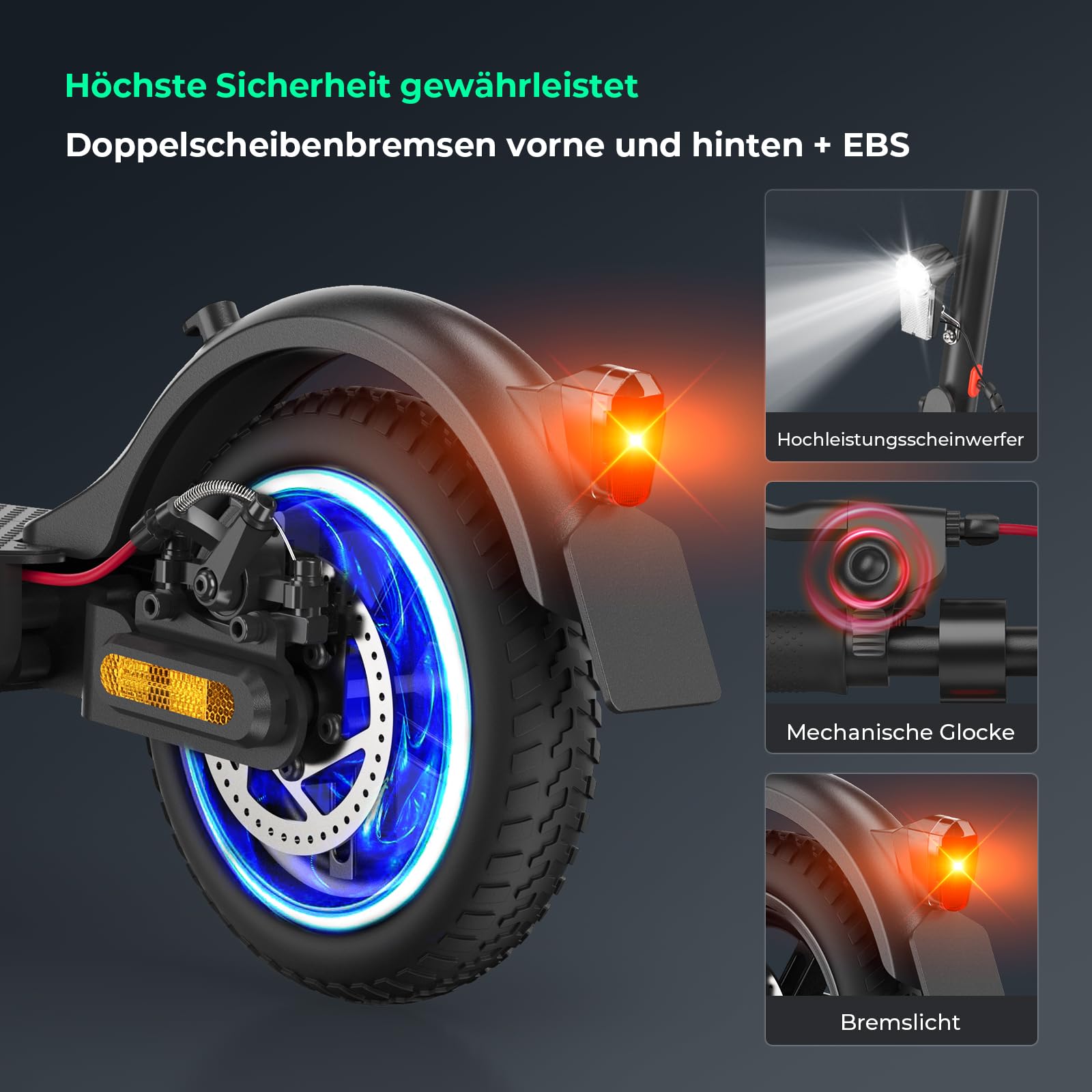 E Scooter mit Straßenzulassung, ABE Elektroroller Belastung bis 120kg, 30 km Reichweite, LED, 20km/h, 350W Motor, 8,5 Zoll Wabenreifen,Duales Bremssystem E Roller für Erwachsene