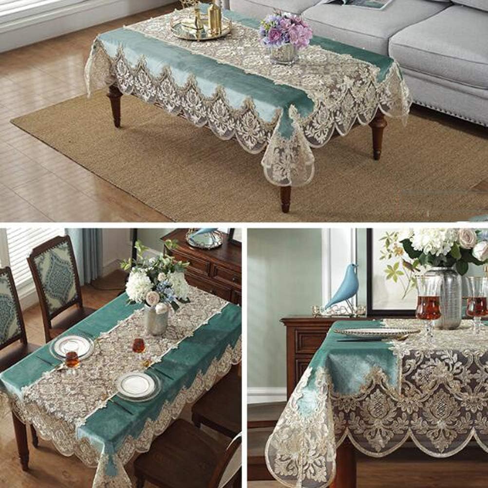 Embroidery Table Cover,for Bedside Wedding Dinning Decoration,Velvet Luxury Lace Macrame Dust-Proof Washable Table Cloth,Rectangle Lace Tablecloth A 120x120cm(47x47inch)