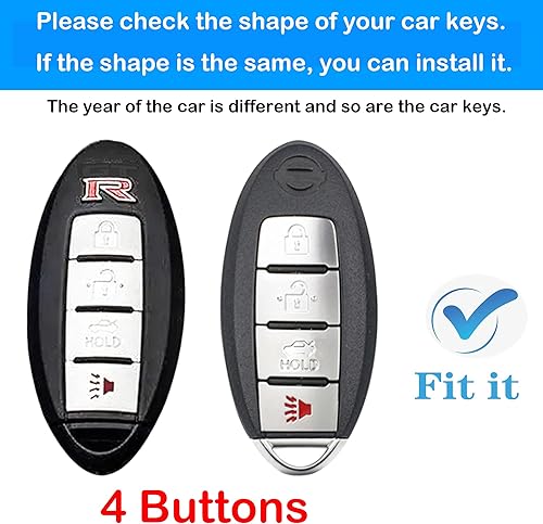 Miniatura 10 de Yonmcfn Funda para llavero Nissan de piel auténtica con llavero, protector de cuero para llave de automóvil, compatible con Altima Pathfinder Teana