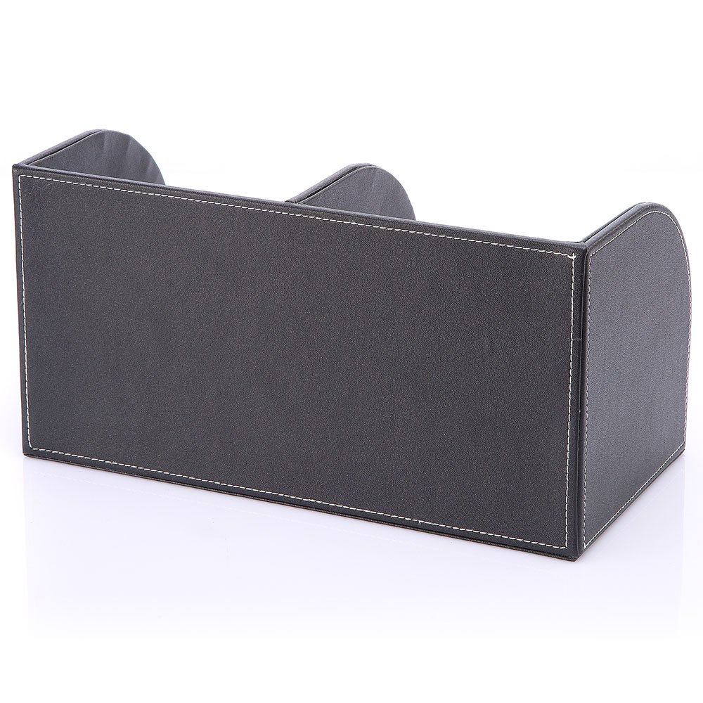 Kingfom ™ 7 scomparti multifunzione PU ufficio da scrivania, desktop cancelleria Storage box Collection, Business card/pen/Pencil/mobile phone/Remote Control Holder Desk forniture organizer Full Black Leather