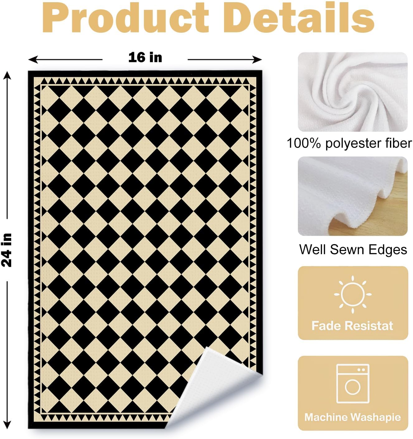 Beige Black and White Abstract Kitchen Towels, Neutral Dish Tea Towels for Kitchen Decor, Black and Cream Retro Mid Century Modern Decorative Hand Towel for Bathroom, 16x24 Inches Set of 4