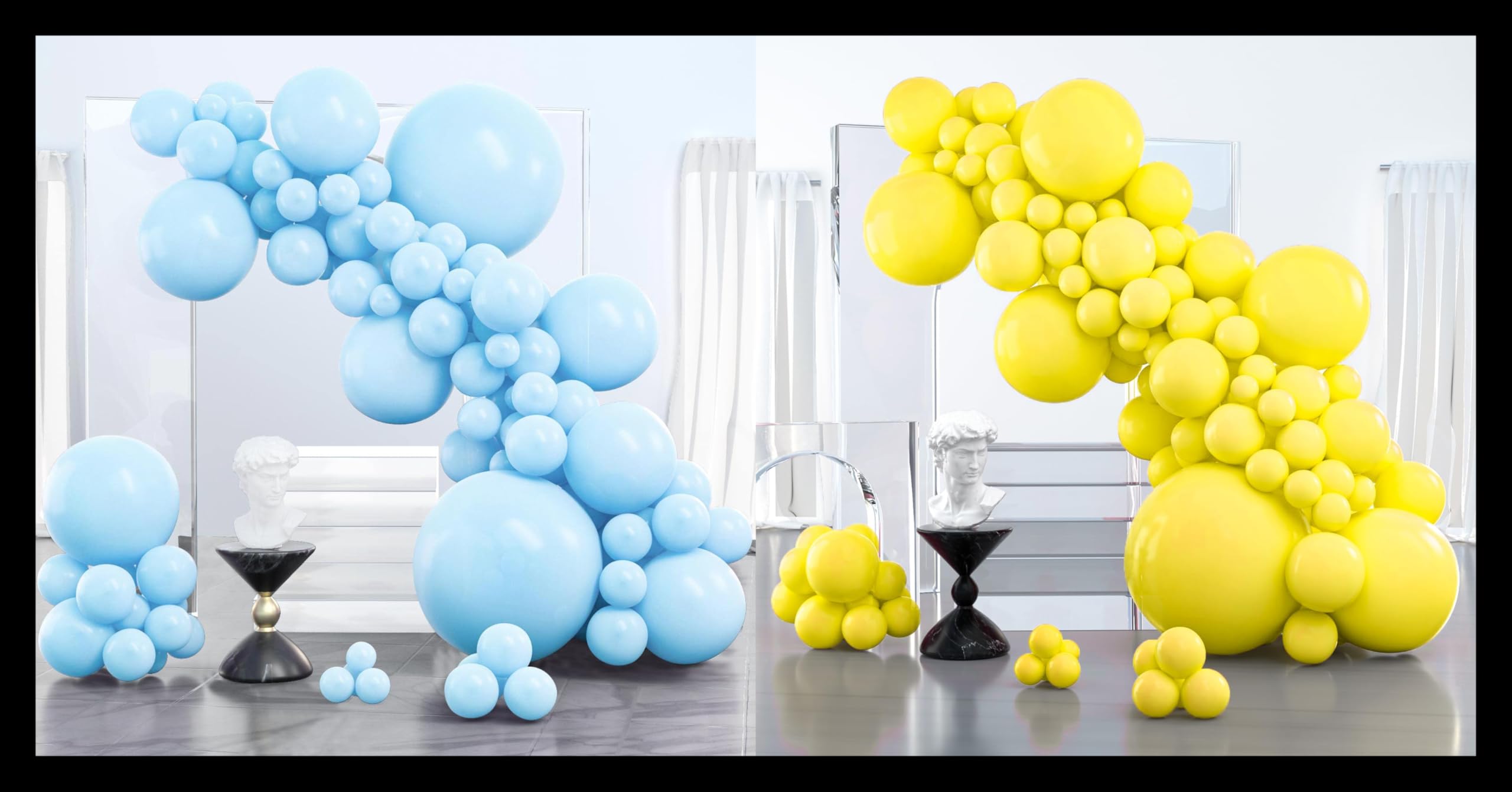 PartyWoo Pastel Blue Balloons 100 pcs and PartyWoo Yellow Balloons 100 pcs