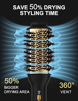 LANDOT Hair Blow Dryer Brush 60mm One-Step Hot Air Styler Blowout Volumizer