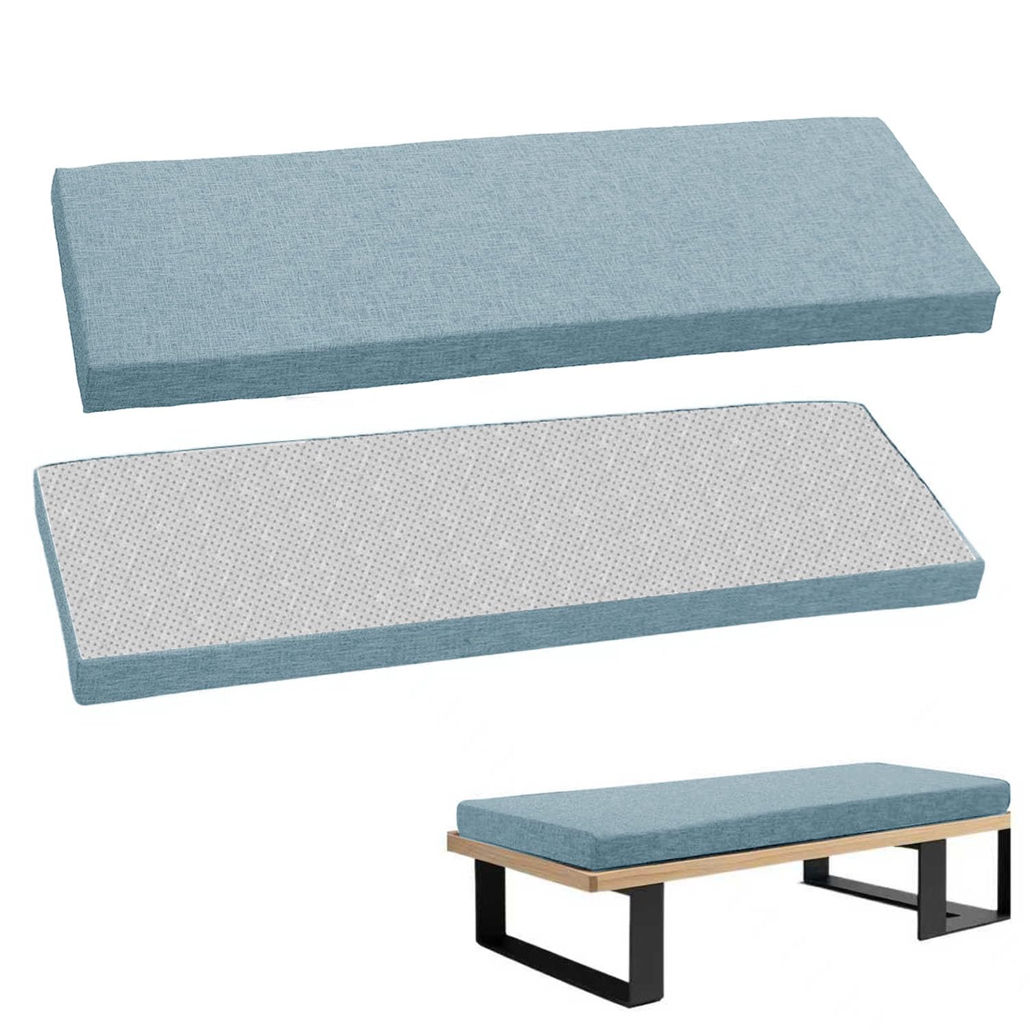 Bankauflage 5cm Leinen, sitzkissen Bank rutschfest Indoor & Outdoor