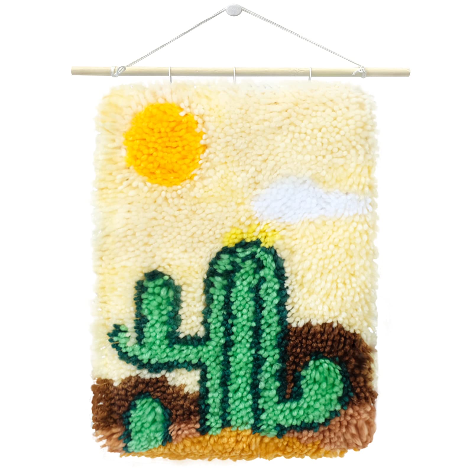 HAND U JOURNEY Cactus Latch Hook Kit, 8.4“x12” Tapestry DIY Kit with Pattern for Adult or Children Handmaking