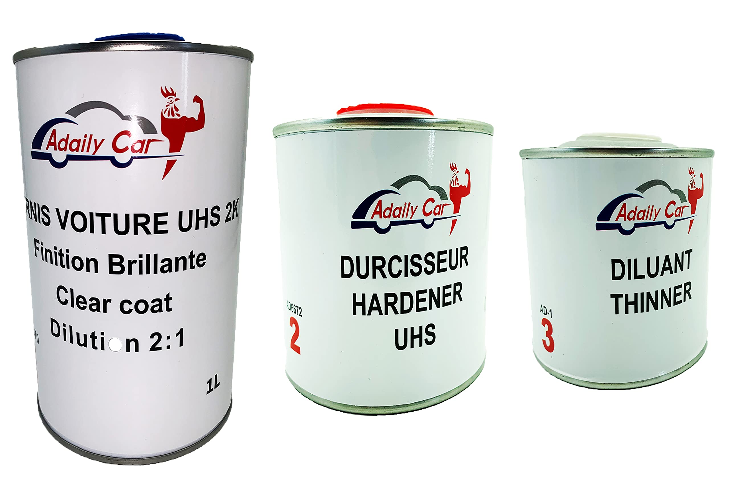Vernis Carrosserie Voiture Brillant UHS 2K Bi Composant-Durcisseur-Diluant Transparent Protection Automobile Pour Peinture