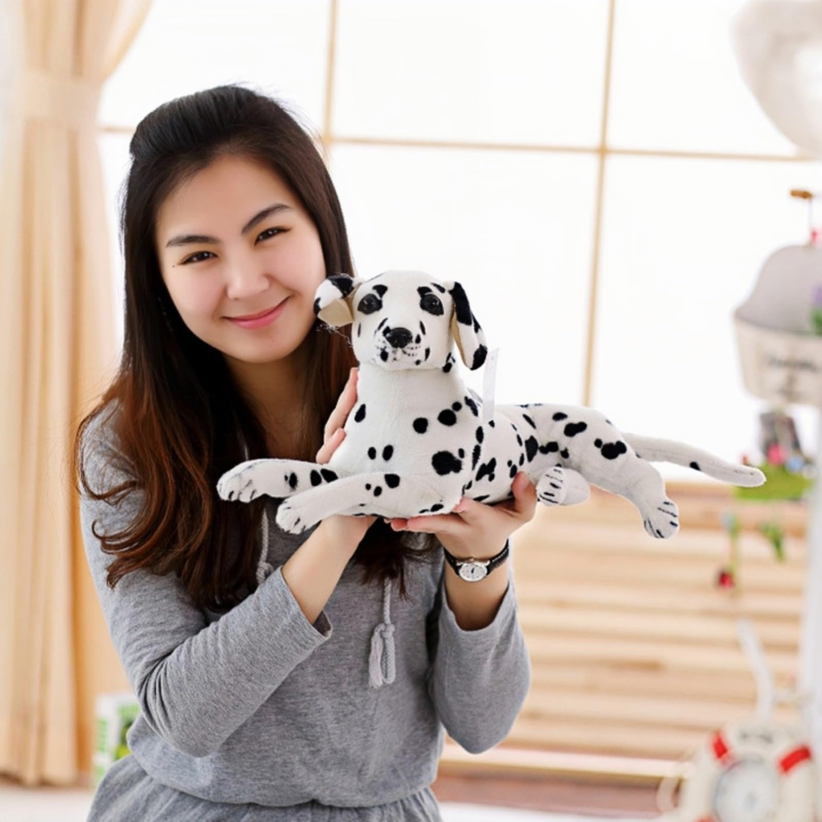 Peluche, Perro dálmata Juguetes de Peluche Suaves Perro Realista Peluches Regalo(Standing Posture,40cm)