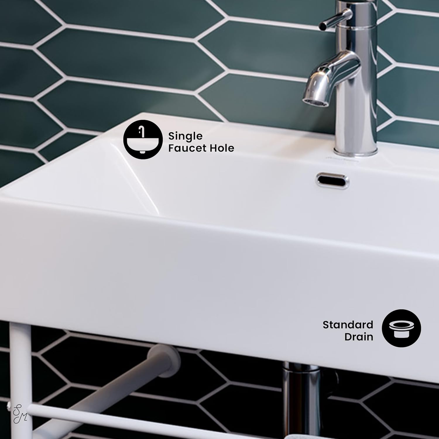 Swiss Madison Claire Ceramic Console Sink White Basin Matte White Legs, 24 Inch (SM-CS741)