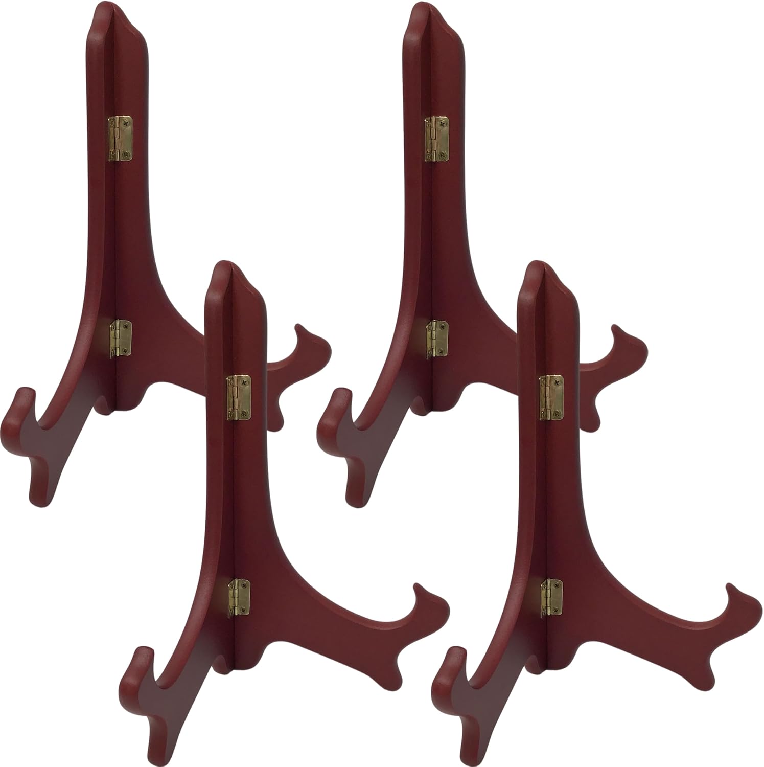 BANBERRY DESIGNS Mahogany Wooden Easels - Premium Quality - Folding Display Stand 11" H - Set of 4 Easels - Ideal for Large Sized Plates Plaques Books Tiles
