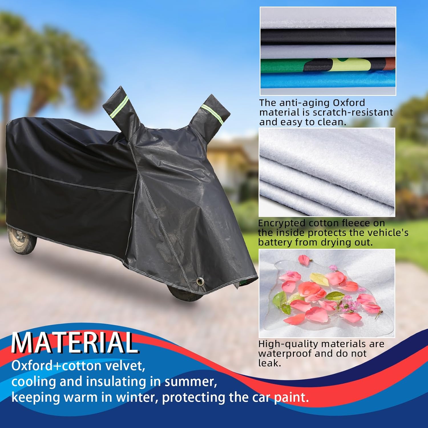 Trike Cover,Ideal for Heavy Duty Electric Tricycle,Motorcycles or Sanbengzi Outdoor Storage,Bike Tarp Waterproof Protect 3-Wheel Bicycle from Rain,Dust,Debris,and Sun