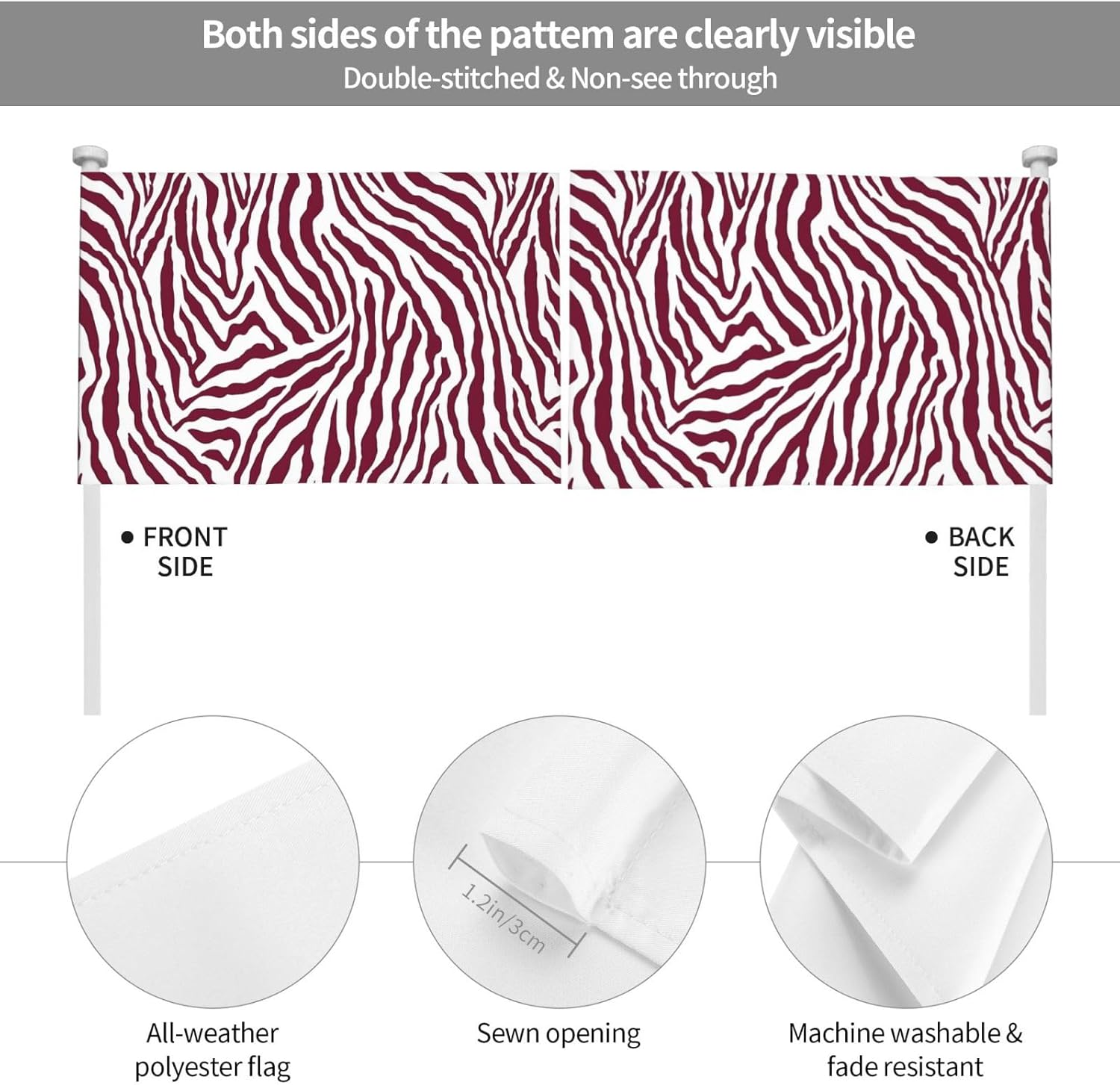 Abstract Red Zebra Stripe Pattern Car Flag Outdoor Window Clip 12 X 18 Inch Double Side Car Decoration