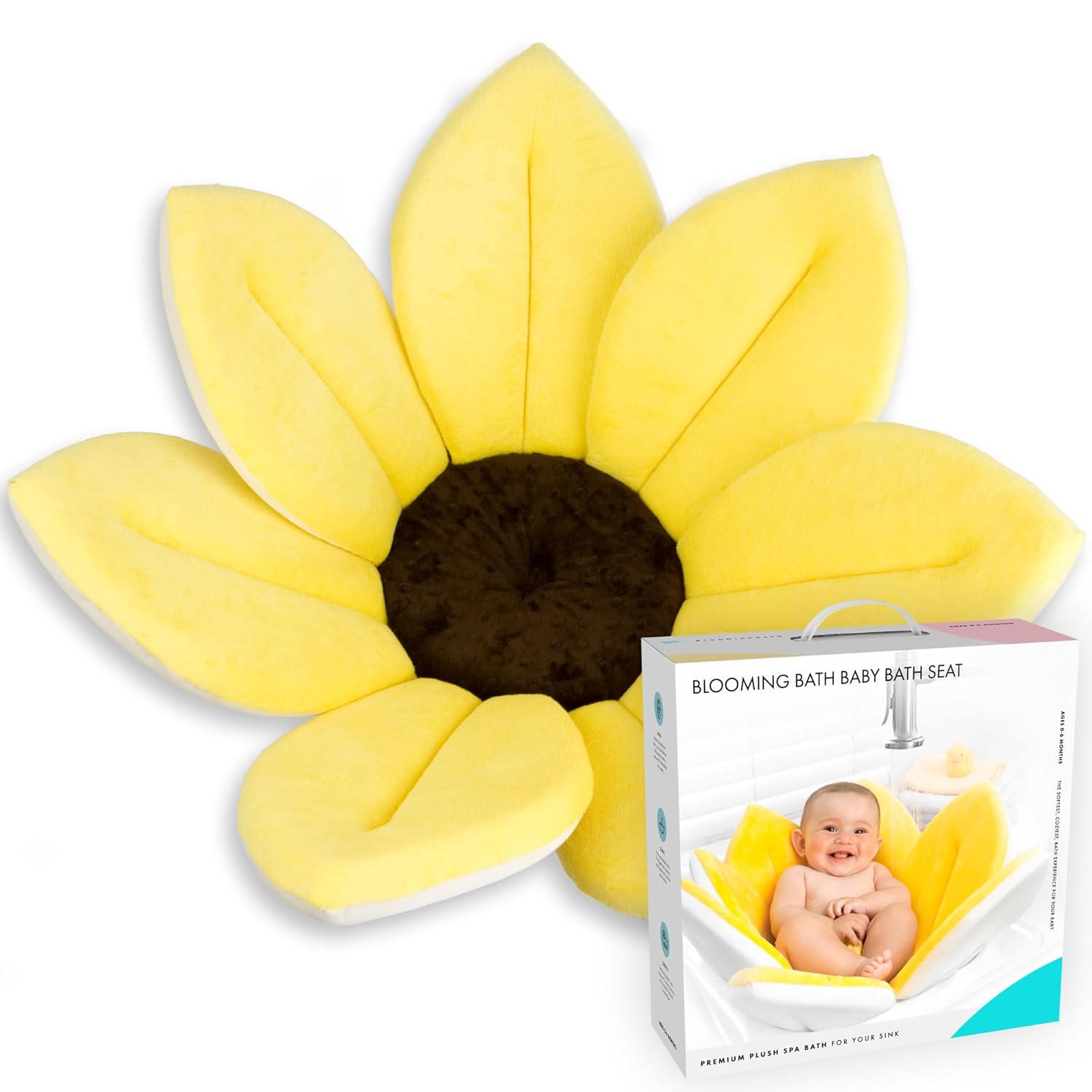 Blooming Bath Baby Bath Seat - Baby Tubs for Newborn Infants to Toddler 0 to 6 Months and Up - Baby Essentials Must Haves - The Original Washer-Safe Flower Seat (Original, Canary Yellow)