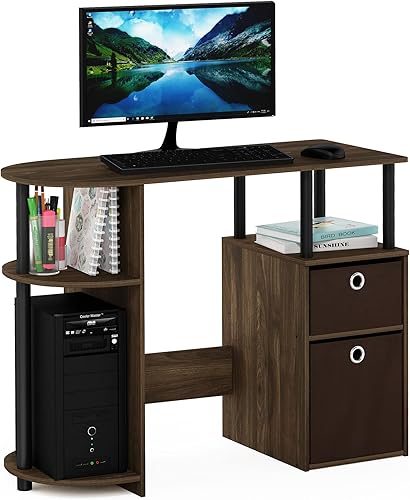 Furinno JAYA Simplistic - Escritorio de estudio para computadora, color nogal Columbianegromarrón oscuro