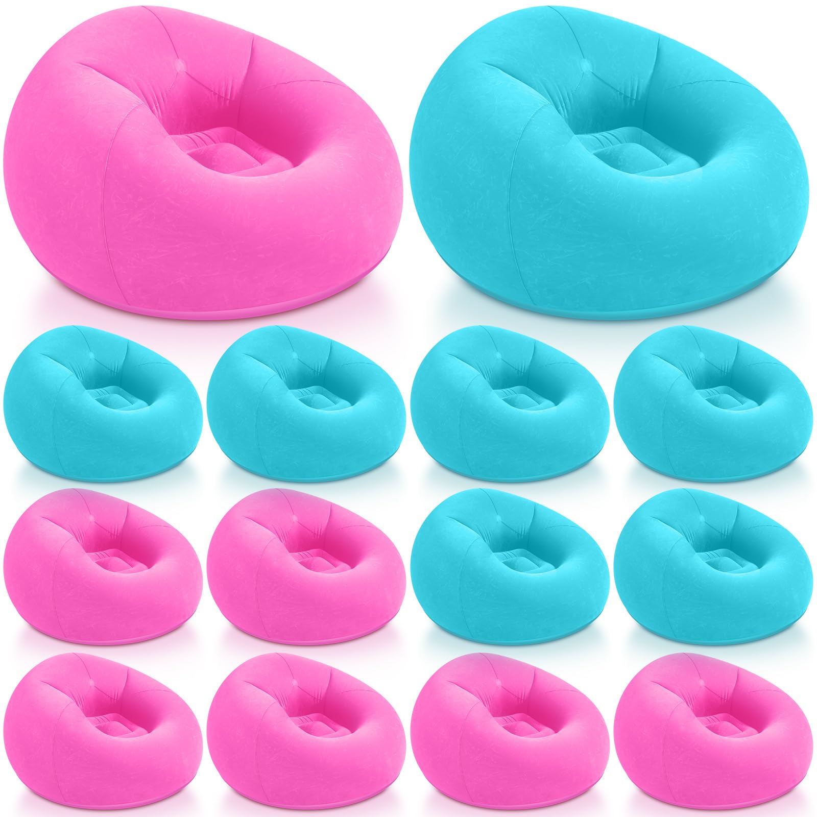 Realspring Inflatable Bean Bag Chairs,Pink,Lake Blue,12 Pcs