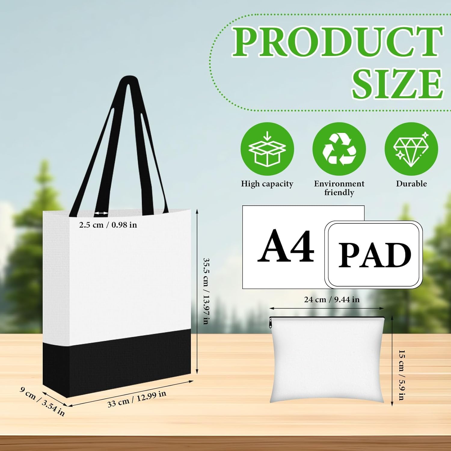 MALLOOM Lot de 24 sacs fourre-tout en toile en gros, sacs vierges pour sublimation DIY avec trousse de maquillage zippée, pour cadeaux artisanaux de Noël, plage et voyage – Multicolore