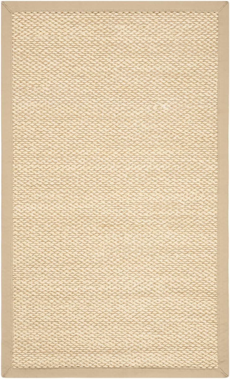 SAFAVIEH Area Rug 8x10 - Natural Fiber Collection - Large - Ivory & Beige, Sisal, Rustic Farmhouse Style, Border Design, Ideal for Living Room, Bedroom, Dining Space (NF152A)
