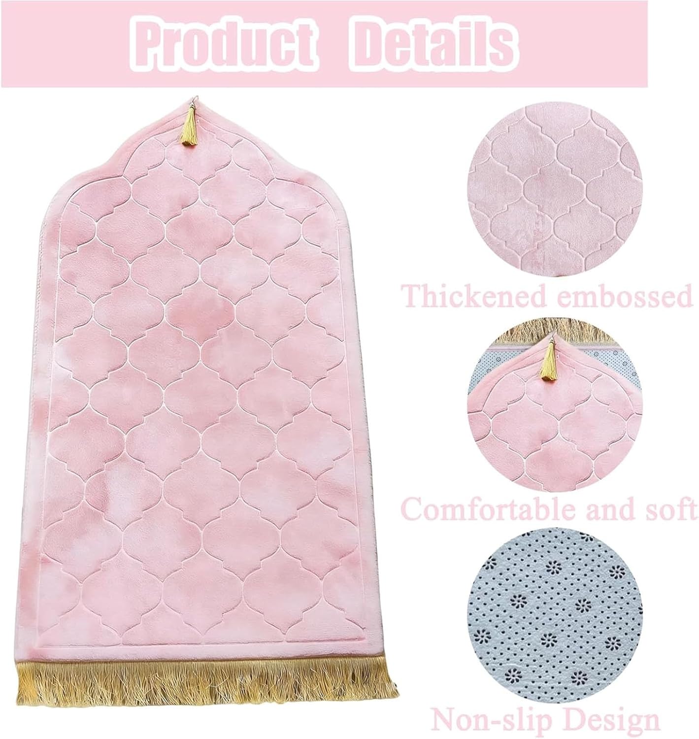 Muslim Prayer Rug, Extra Thick Padded Islamic Prayer Mat for Muslim, Soft Non-Slip Praying Mat & Portable Travel Prayer Rug, Elegant Gift for Eid Ramadan Hajj