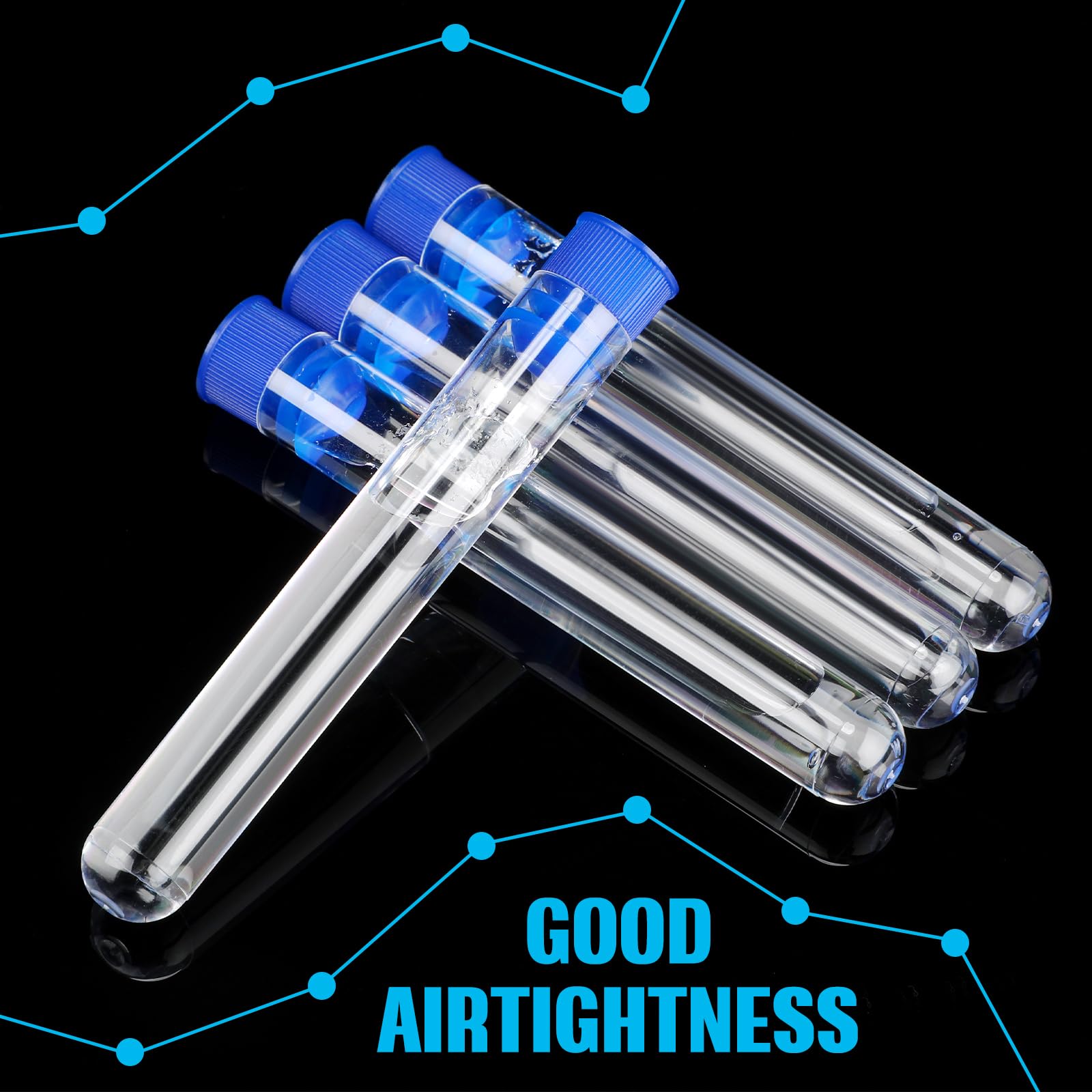 Xuhal 500 provette da 10 ml, in plastica trasparente, con tappo, 16 x 100 mm, piccola propagazione per esperimenti scientifici, propagazione delle piante, in polvere, spezie, caramelle (coperchio blu)