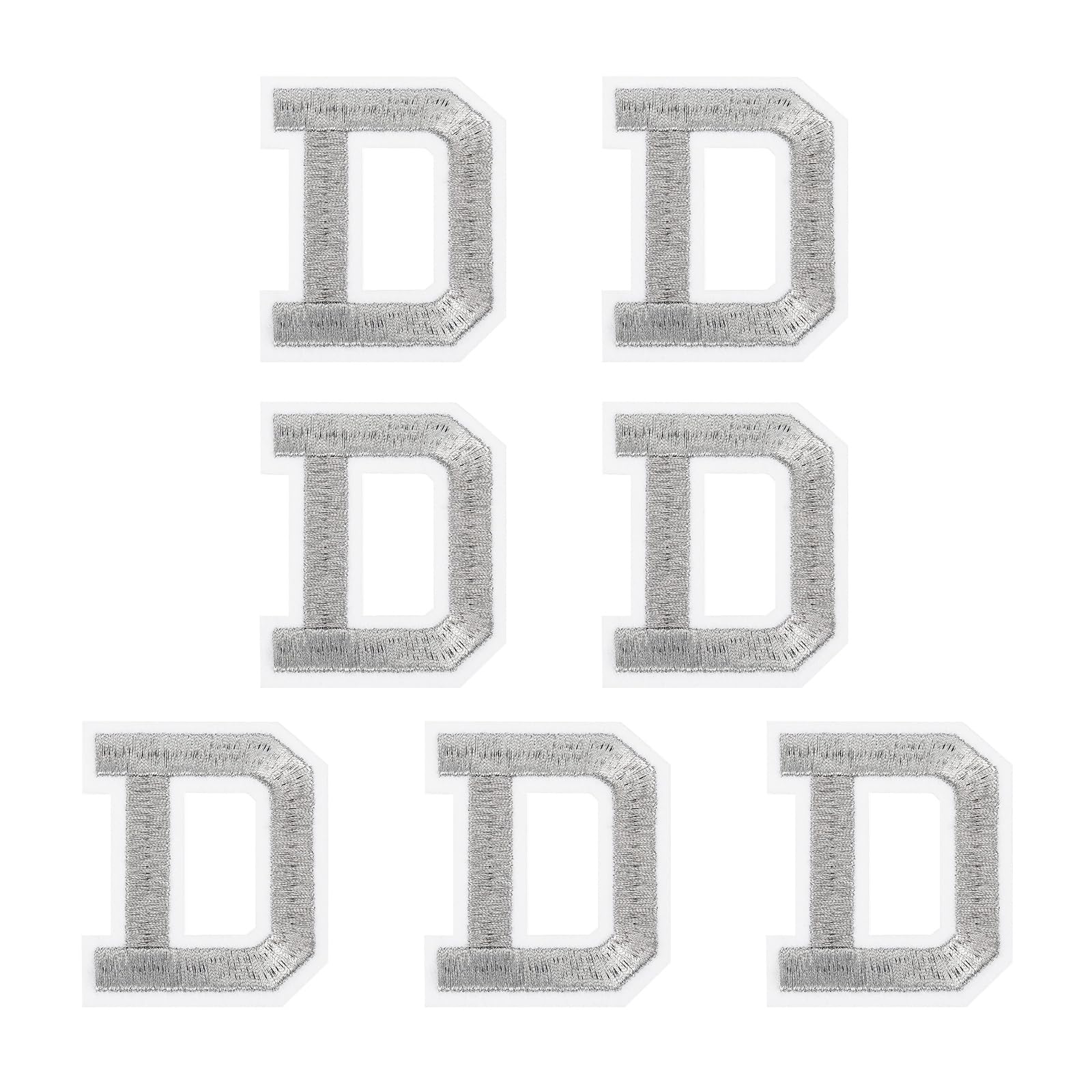 sourcing map 7 Pcs Iron-on Letter Patches, 2.4 Inch Iron-on Letter-D for Clothing Alphabet Embroidery Applique Patches for Clothes Hats Jeans Jacket Backpacks DIY Accessories, Silver