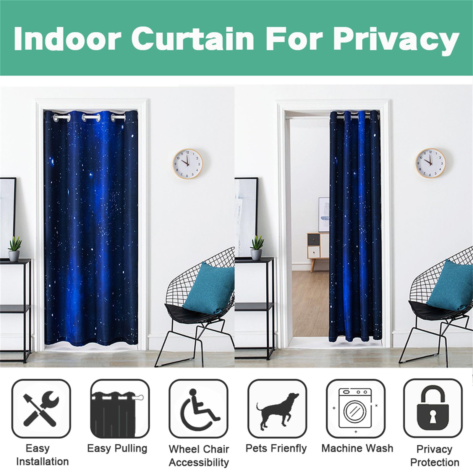 Odot Rideau de Porte Interieur Occultant, Motif Flamant Rideaux de Porte à Oeillets Rideau Isolation Thermique Anti Froid Anti Bruit pour Salon Chambre Fenetre Maison (200x180cm,Flamant Rose)