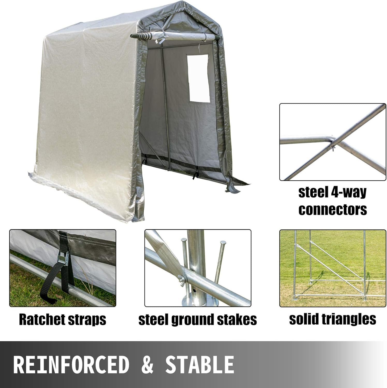 Gеt Pорulаr оƒƒеr Happybuy Portable Storage Shed 6x8x7.8 ft, Shed in A Box with Roll up Door, Storage Shelter Logic Portable Garage Shelter Steel Metal Peak Roof Grey for Motorcycle Garden Patio Storage Gеt Pорulаr оƒƒеr Happybuy Portable Storage Shed 6x8x7.8 ft, Shed in A Box with Roll up Door, Storage Shelter Logic Portable Garage Shelter Steel Metal Peak Roof Grey for Motorcycle Garden Patio Storage