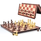 Magnetic Travel Chess Set with Storage Box - Folding Wooden-Style Chess Board, 8