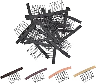 YTBYT 24 Pack Black Wig Combs 6-Teeth Clips - Secure Wig Caps, Hair Extensions & Hairpieces Durable Stainless Steel