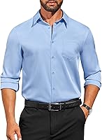 COOFANDY Men's Stretch Long Sleeve Dress Shirts - Casual Button Down Formal Shirts with Pocket, Regular Fit, Breathable & Comfortable