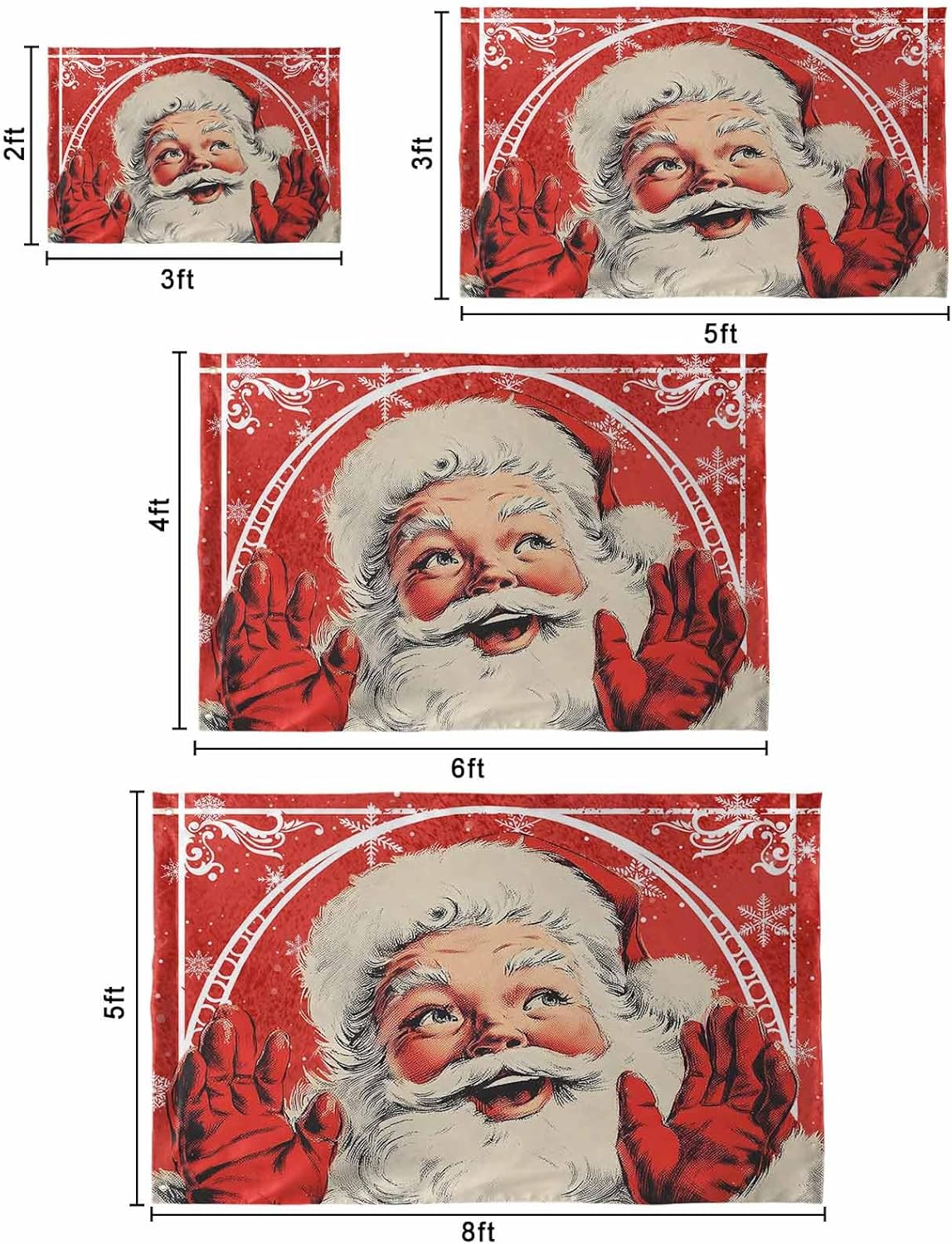 Santa Claus Flags for Outside 3x5 Ft, Christmas Images Watercolors Vintage Double Sided Flag, Outdoor Flags & Banners with 2 Brass Grommets for Yard Garden Outdoor Decoration