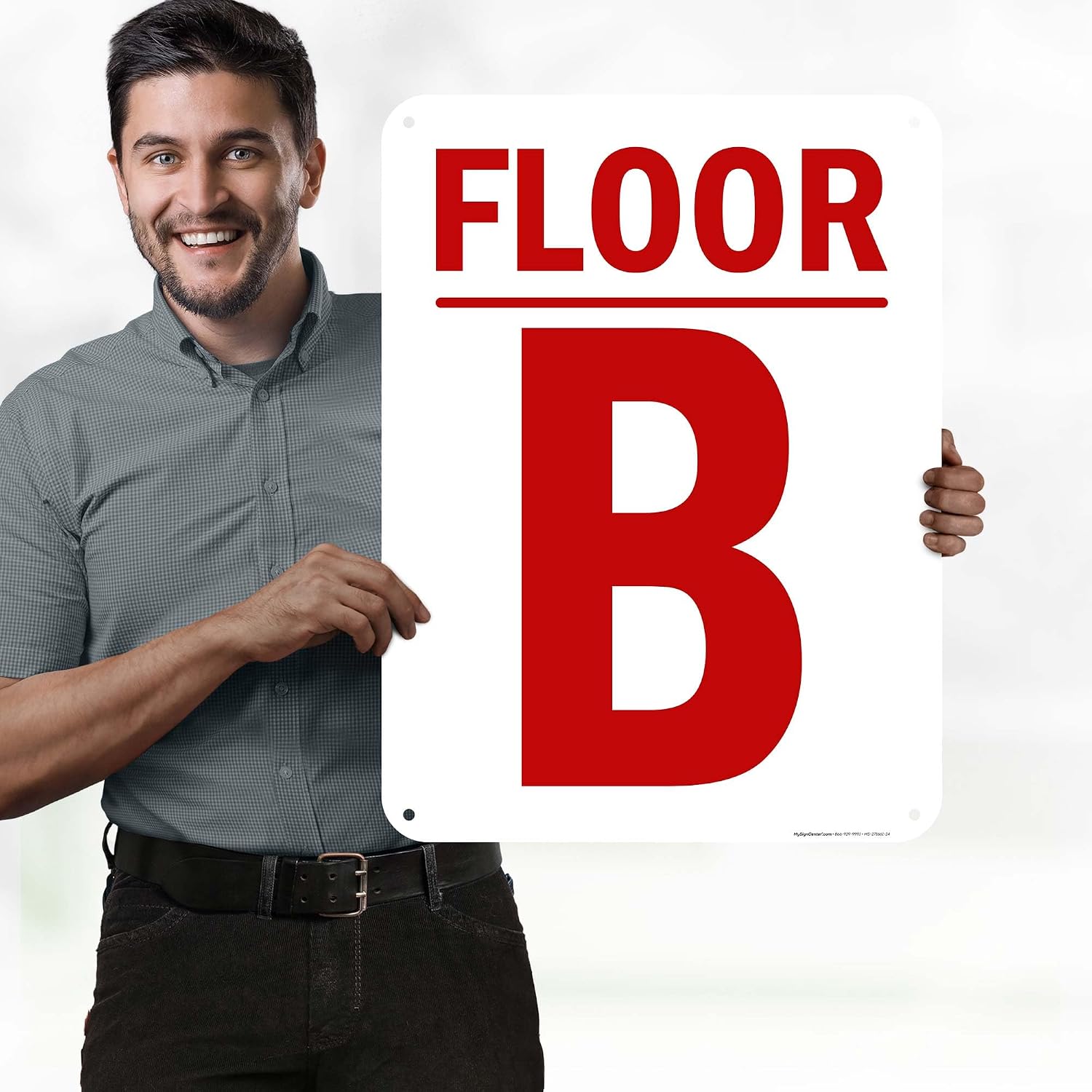 Floor B Sign, 18x24 Inches, 55 mil thick HDPS (high density polystyrene), Made in USA by My Sign Center