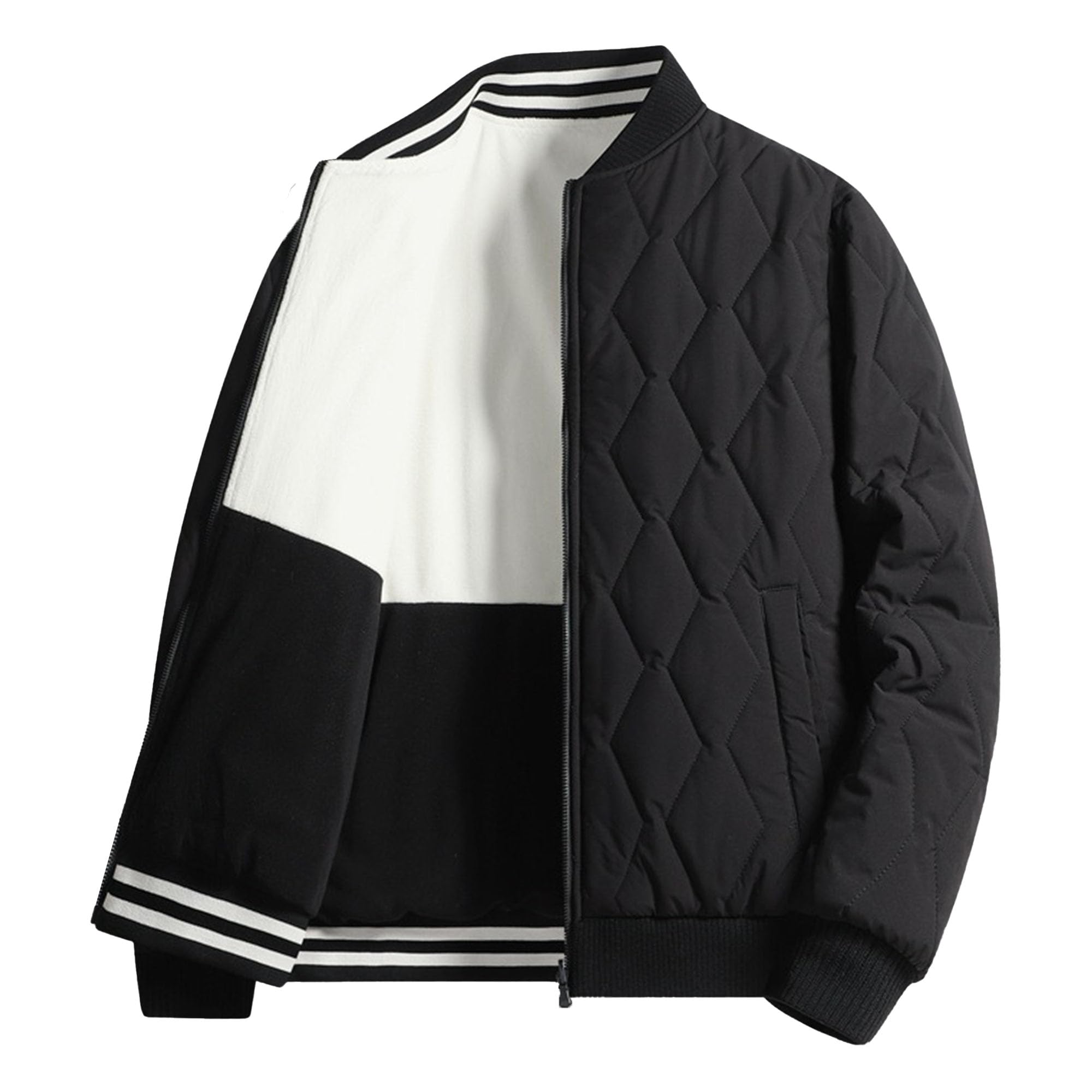 Giacca da uomo con colletto da baseball autunno inverno trapuntato diamante casual cappotto bomber per uomo