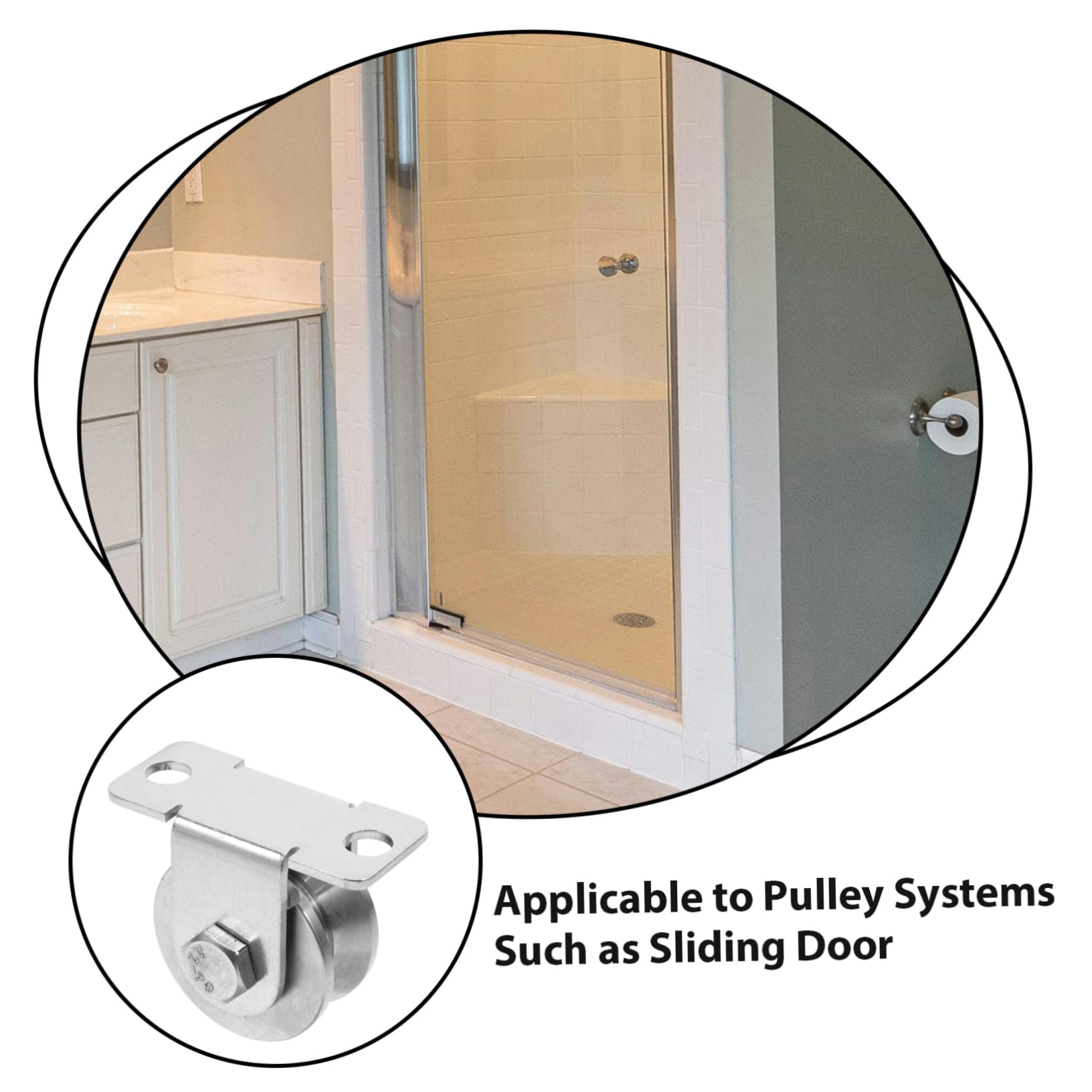 Cabilock Poleas de Acero Inoxidable para Montaje en Pared con Rodamientos Internos y Diseño en V, 2 Unidades para Sistemas de Poleas y Puertas Correderas