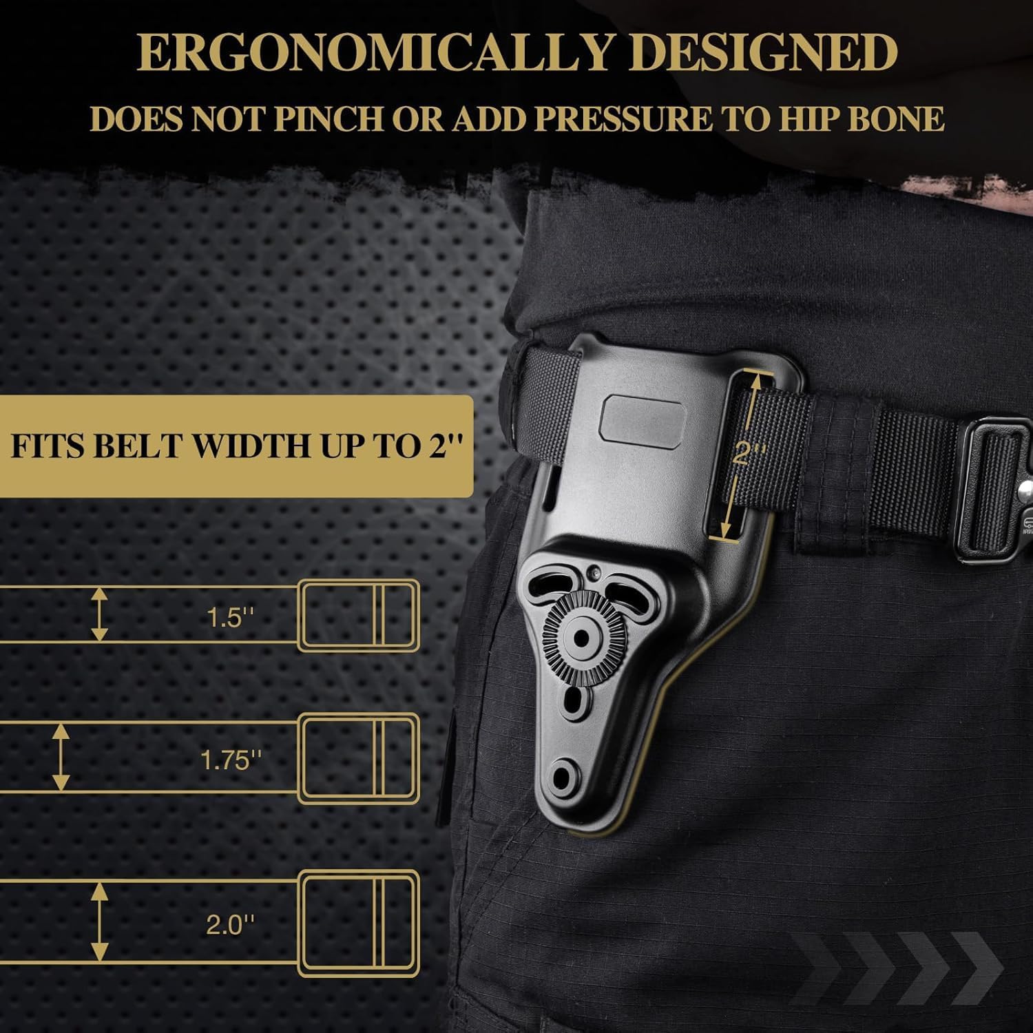 Universal OWB Gun Holster for Glock/S&W/Sig/CZ/Taurus/Canik/FN/ 1911/Walther, Fits 100+ Popular Compact to Full Size Pistols, Index Finger Release, Level II Retention, Right Hand