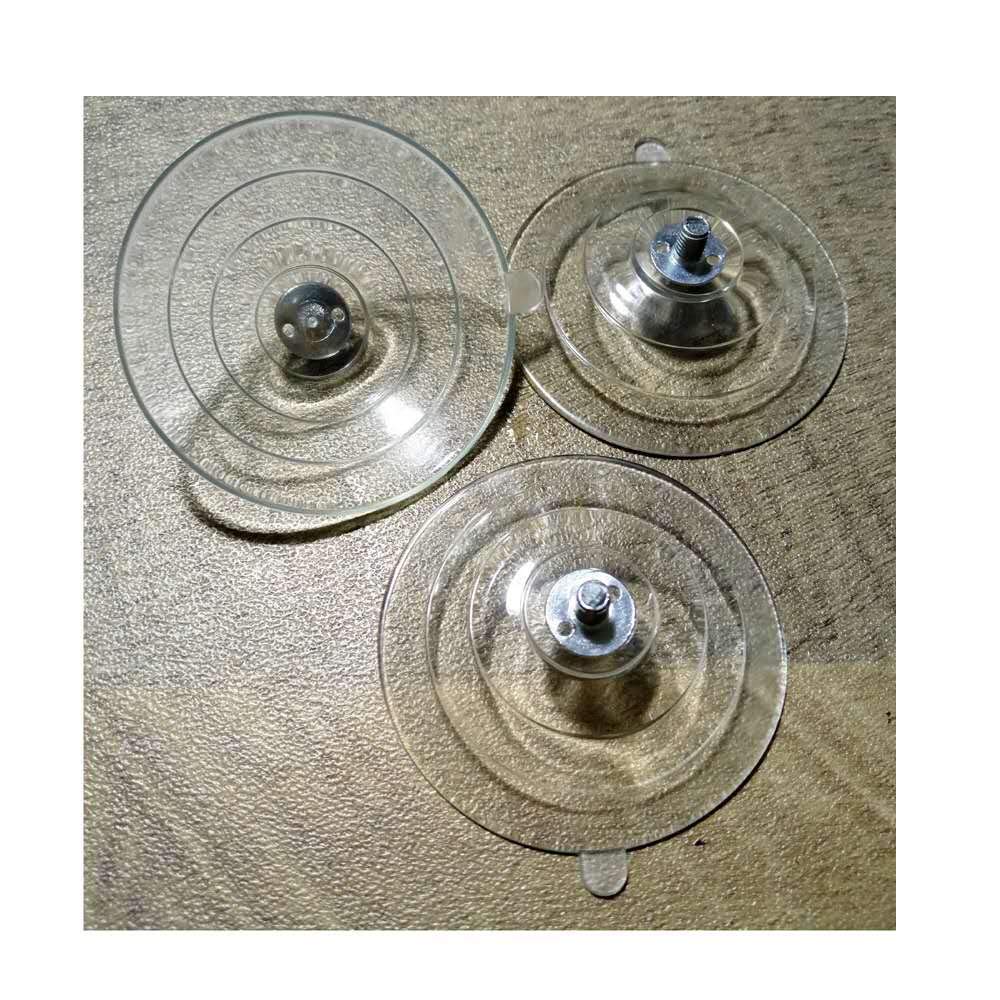 Gancio a ventosa M5 da 6 cm di diametro grande a forma di gradino grande in PVC trasparente, lunghezza filettatura 1 cm, ventosa con dado, confezione da 100 (M5-D6 cm)