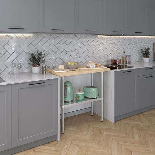 Miniatura 7 de AmGood Mesa de trabajo de madera de arce de 18 x 36 pulgadas con estante inferior ajustable