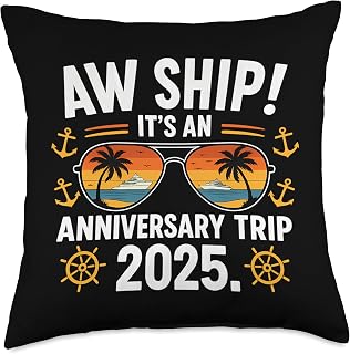 Aw Ship Anniversary Trip 2025 Cruise Couple Vacation Tour Throw Pillow