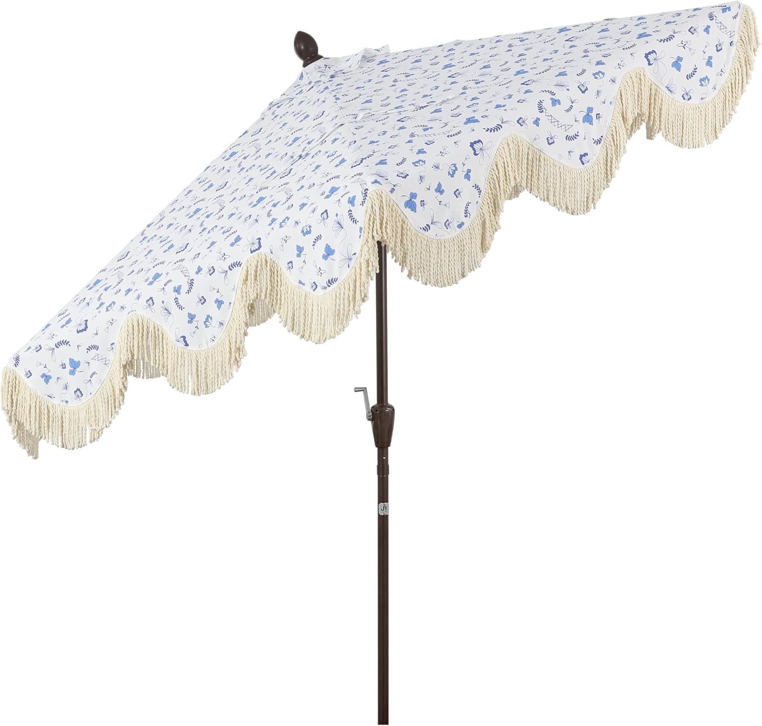 JONATHAN Y UMB1001 Collins 9 ft. Classic Cottage Tassel Market Patio Umbrella with Auto-Tilt, Crank, Wind Vent and UV Protection - Image 11