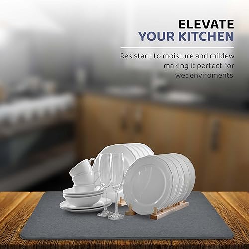 Miniatura 6 de Danda Tapete de baño de piedra para baño, tapete de baño de tierra de diatomeas, tapete de secado de platos de piedra antideslizante para encimera