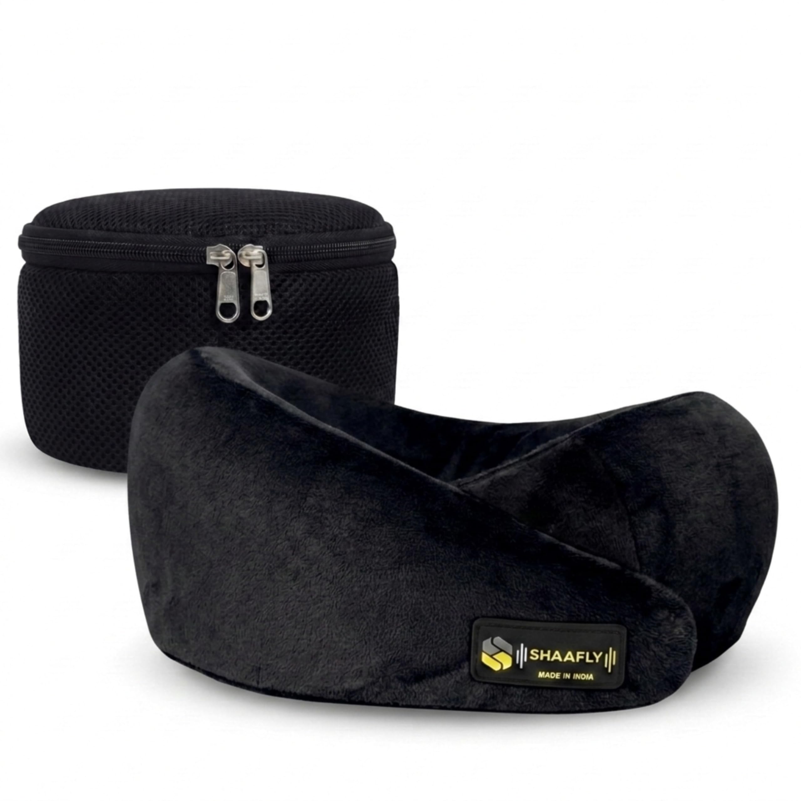 Travel Neck Pillow, Premium Memory Foam Travel Pillow for Flights, Ergonomic Neck Support Cushion, Lightweight & Washable Cover, Compact Carry Pouch