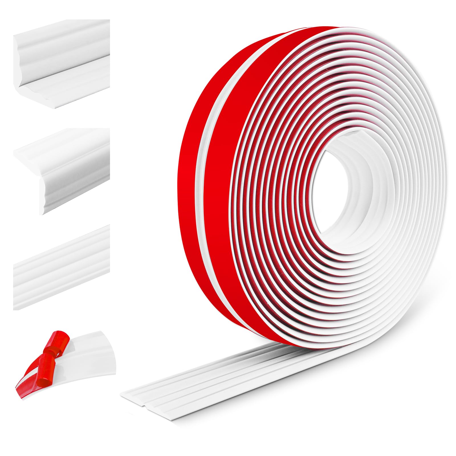 Molduras de pared autoadhesivas molduras decorativas protector esquinas pared rodapie PVC protección de esquinas y bordes (40mm×3m, Blanco)