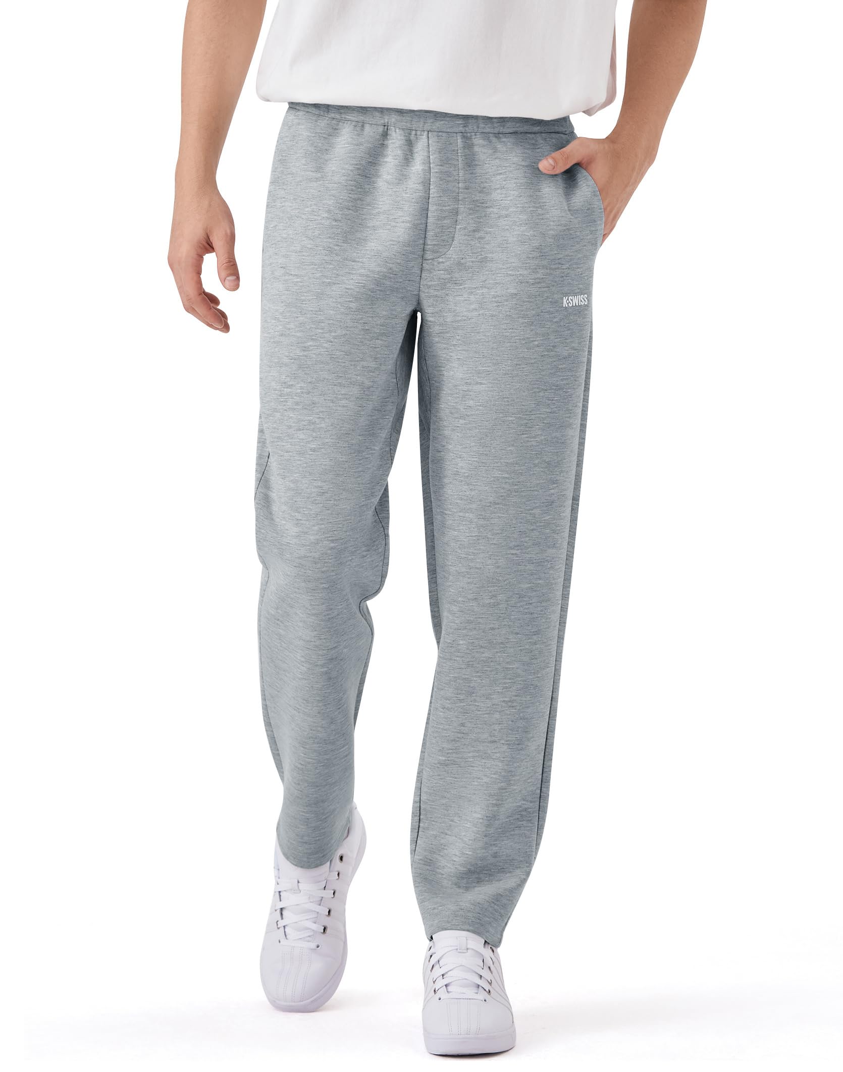 K-Swiss Mens Sweatpants with Pockets - Casual Pants with Drawstring Open Bottom Lightweight Breathable Lounge Pants
