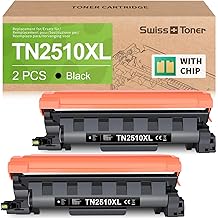 swiss toner TN2510XL Compatible with Brother TN2510XL TN2510 TN-2510XL TN-2510 for Brother MFC-L2800DW Toner MFC-L2835DW HL-L2400DWE MFC-L2860DW,2 Black